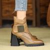 New Pointed Metal Sheet Women's Boots Retro Waterproof Table Small Man Velcro New European and American High-heeled Martin Boots Women