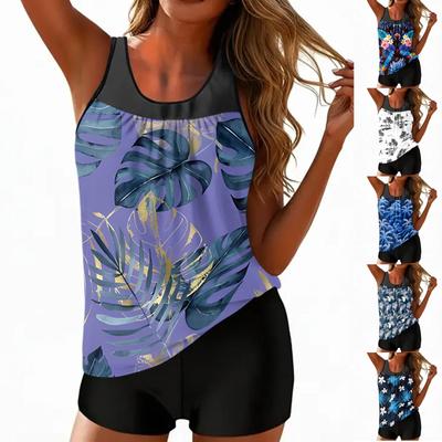 Damen Boho Print geteilter Badeanzug Sport Badeanzug