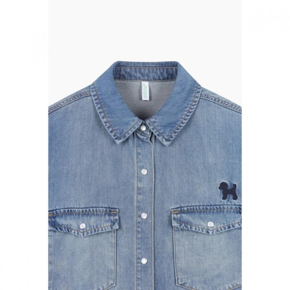 Puppy Embroidery Denim Blouse Babl91611
