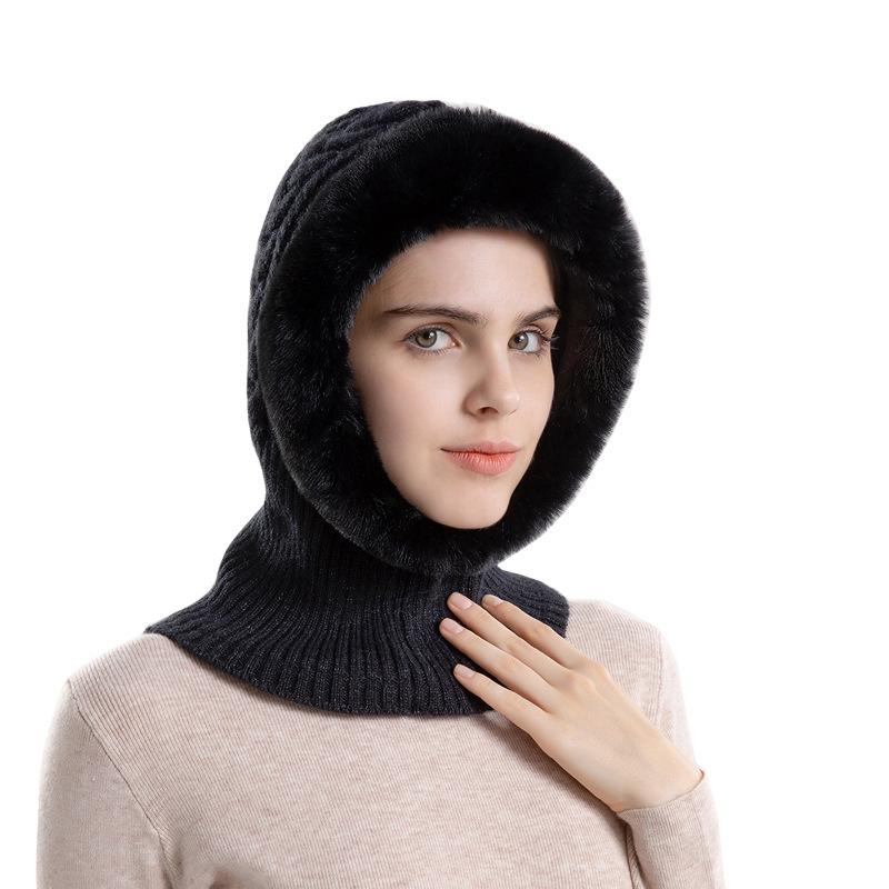 Chapeau tricoté en peluche pour femmes, résistant au froid, col épais, une pièce, couverture de Protection des oreilles chaude, automne et hiver