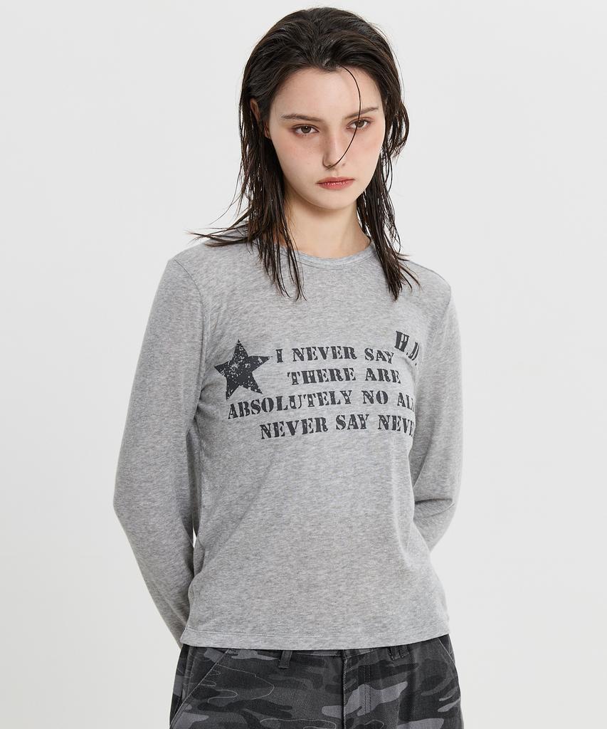 HOODHOOD Never Say Never Long Sleeve T-Shirt Gray