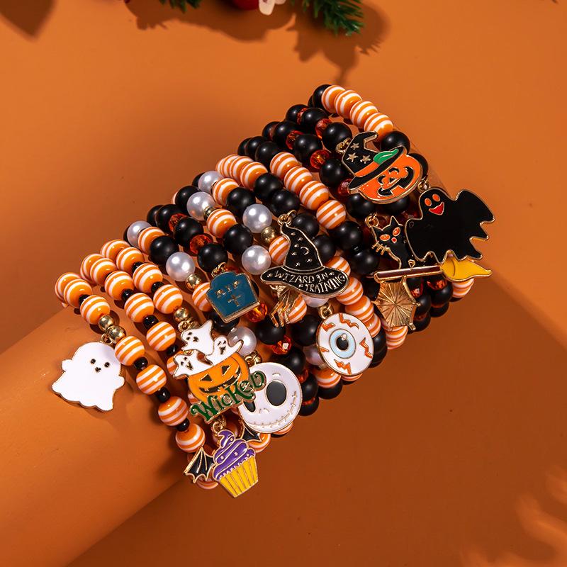 Hot Sale Acrylic Bracelet Set Halloween Bracelet Cartoon Ghost Pumpkin Jewelry Horror Dress Up Ornament