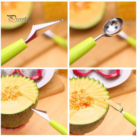 Double End Ball Scoop Labor Saving Anti Deformed Sawtooth Design Melon Ball Spoon Household Supplies