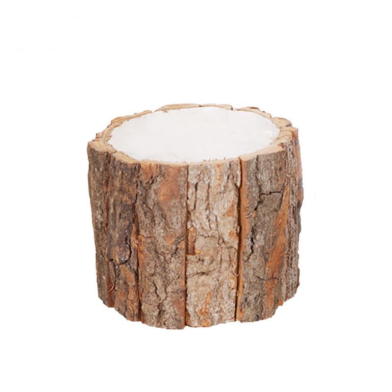 Festive DIY Flower Pot: Creative Spring Festival Decor, Bark Flower Arrangement Bucket, Pen Holder, Wood Stump Vase.