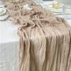 Wedding Pink Gauze Table Runner Semi-Sheer Vintage Cheesecloth Table Setting Dining Party Christmas Banquets Arches Cake Decor