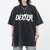 Vintage Washed Dexter Morgan Logo Print T-shirts Men Women Casual Oversized Short Sleeve T Shirt High Quality Cotton Tee Shirt