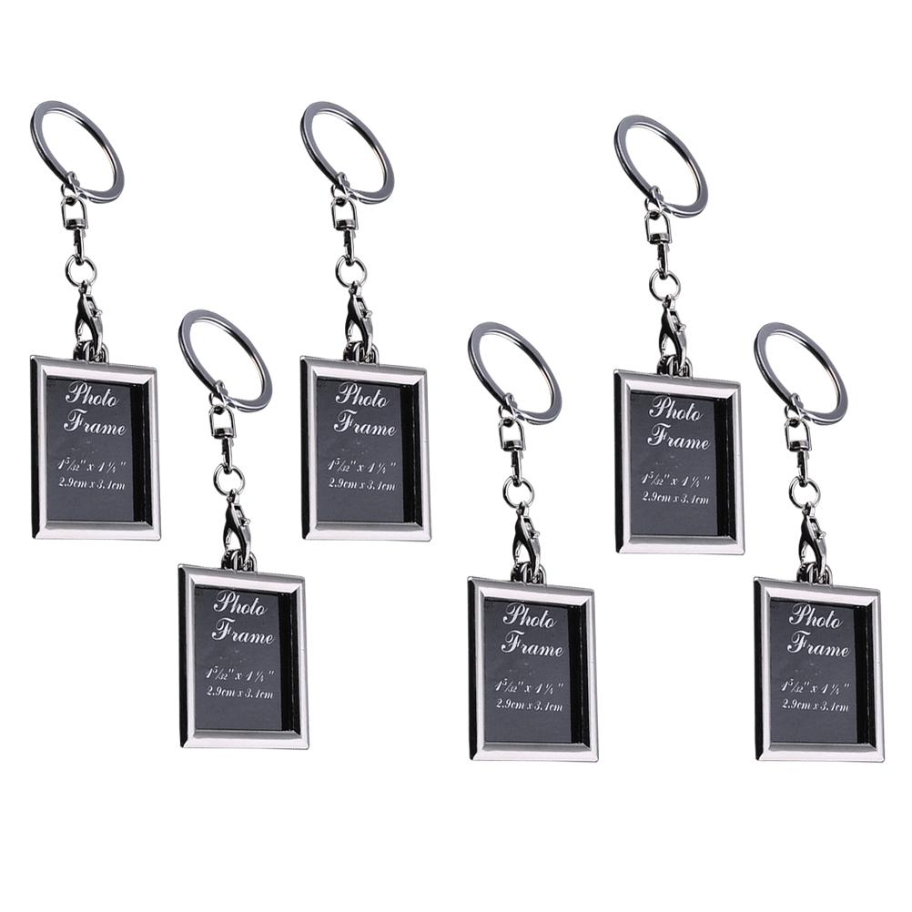Buy 6Pcs Fashion Mini Photo Frame Metal Keychains Key Rings Keyfob Gift for Couple and Family
