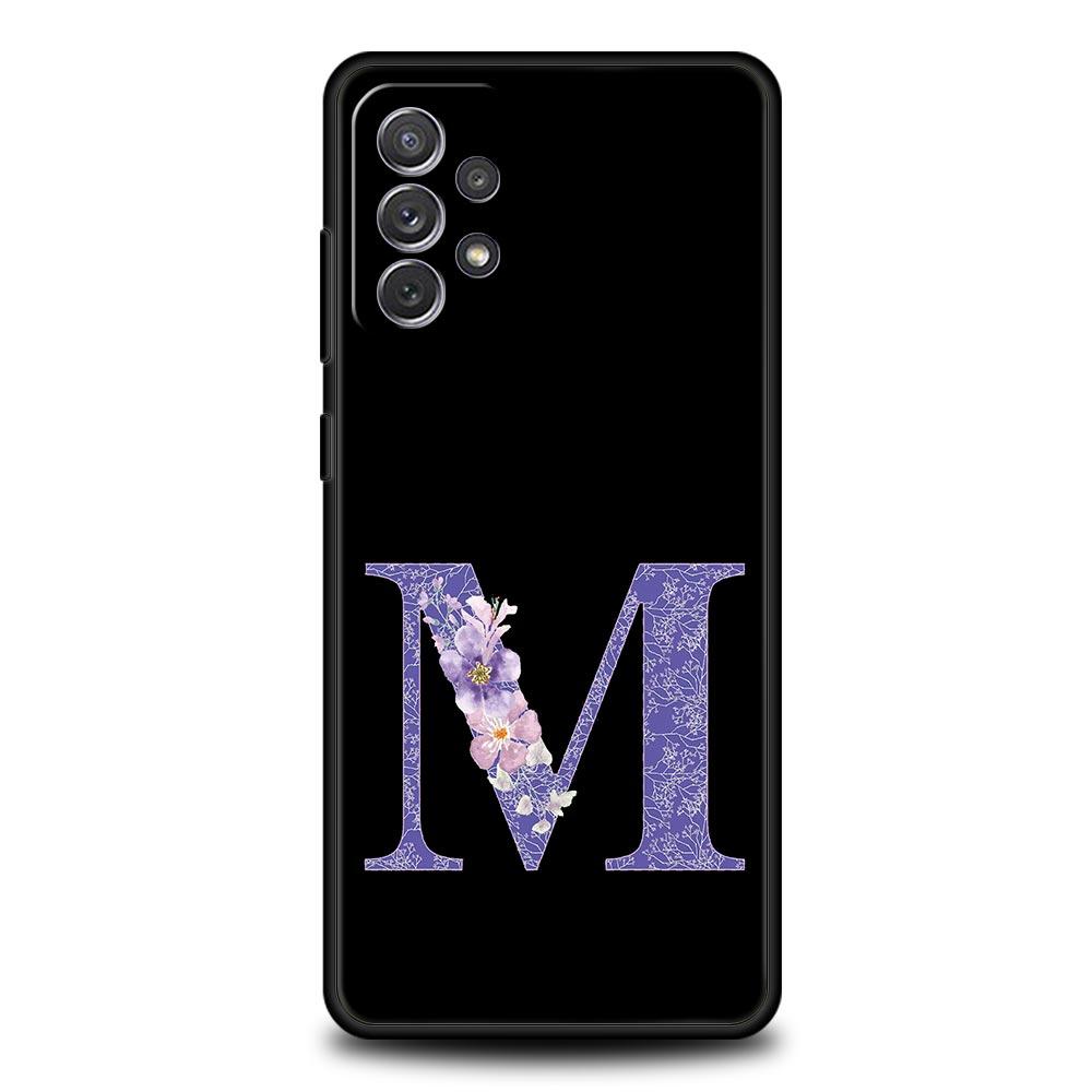 Letters Purple Flower Phone Case For Samsung Galaxy A17 A07 A55 A35 A25 A15 A05 A33 5G A31 A23 A21s A13 A41 A73 A53 A51 A71Cover