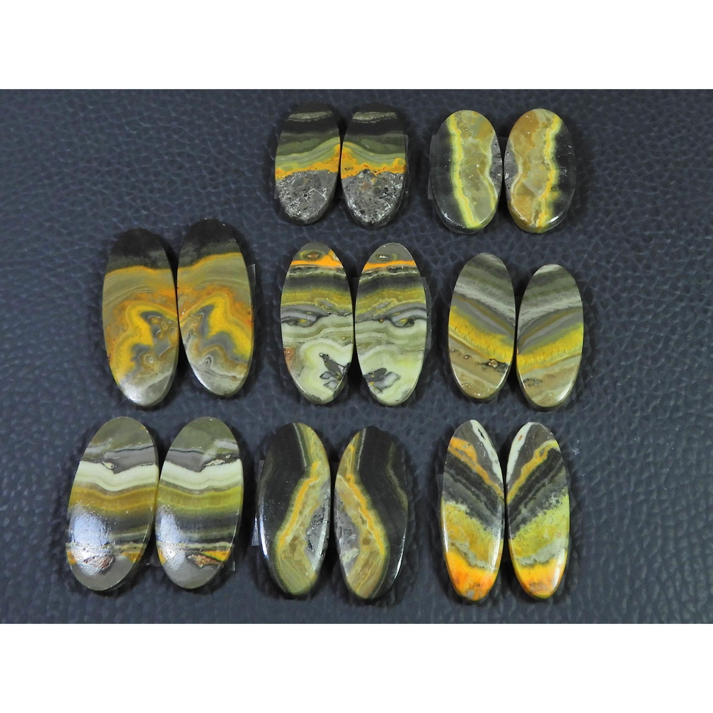 

145Cts.Natural Bumble Bee Jasper Matched Pair Oval Loose Gemstone 08Pair Lot C-2200