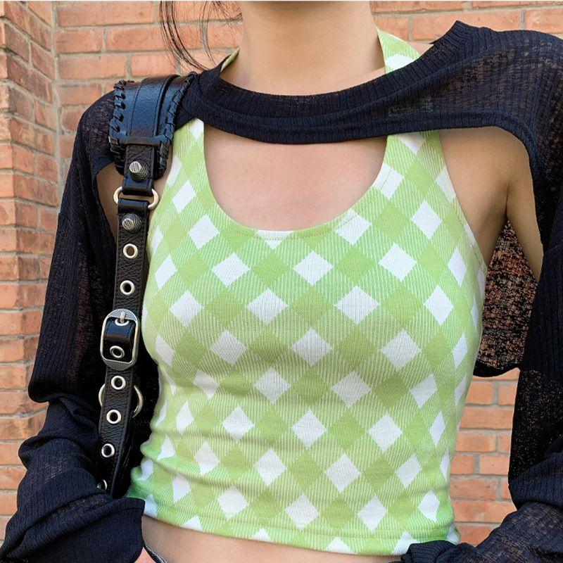 Export Yoga Clothes with Chest Pad Women's Beauty Back Vest Halterneck Printed Sports Gym Running Dance Training Top