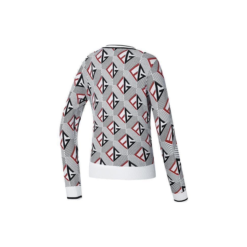 FILA Golf Series All Over Print Sports Crew Neck Long Sleeve Knit Top Women tops Legendary-Blue A11W415406F-NV