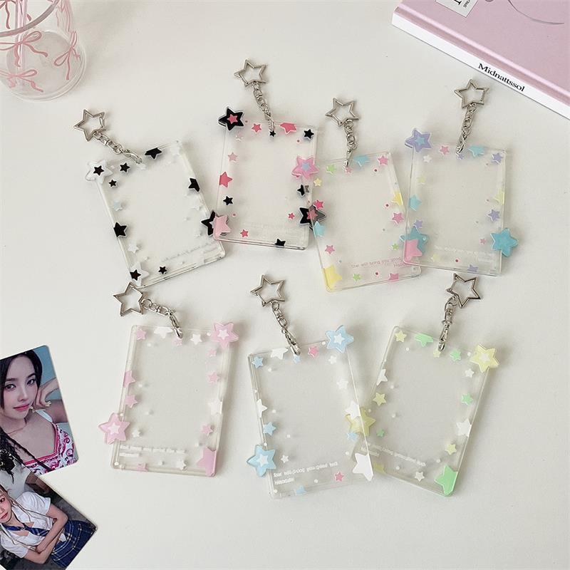 Cute Colorful Star Pocard Holder 3 Inch Card Holder Idol Po Storage Card Display Protective Pendant Card Organizer Gifts