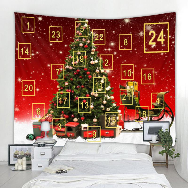 Calendario di Natale Arazzo Cartone animato Ornamento di Natale Camera da letto Sfondo Decorazione da parete Appeso Regalo di Capodanno Appeso a parete