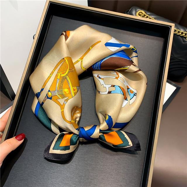 2026 Novo Lenço 100% Seda Pura Feminino Pescoço Cabelo Foulard Bandana Quadrado Pequeno Headband Hijab Estampado Poncho Lenços Pashmina