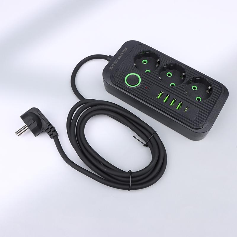1Pc Spina UE Multipresa Presa CA Cavo di prolunga multipresa Presa elettrica con 4 porte USB Caricabatterie rapido Spina UE