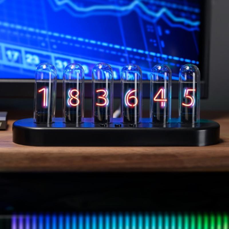 Proposed Glow Tube Table Clock Simulate Nixie Tube Desktop Watch Desktop Intelligent Alarm Clock Creative Decorative Ornaments