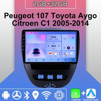 Peugeot 107 Toyota Aygo Citroen C1 2005-2014 İçin Android Carplay Araba Radyosu Multimedya Oynatıcı Ana Ünite Stereo GPS Navigasyon BT WIFI 2+32GB