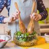 2Pcs/Set Acacia Wood Utensil Rice Spoon + Salad Fork Kitchen Tools (BPA Free, No FDA)