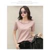 T-shirt à manches courtes et col en v pour femme, haut ample et fin, été