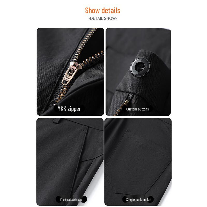ROMON Men's High-Elastic Wrinkle-Resistant Casual Business Pants