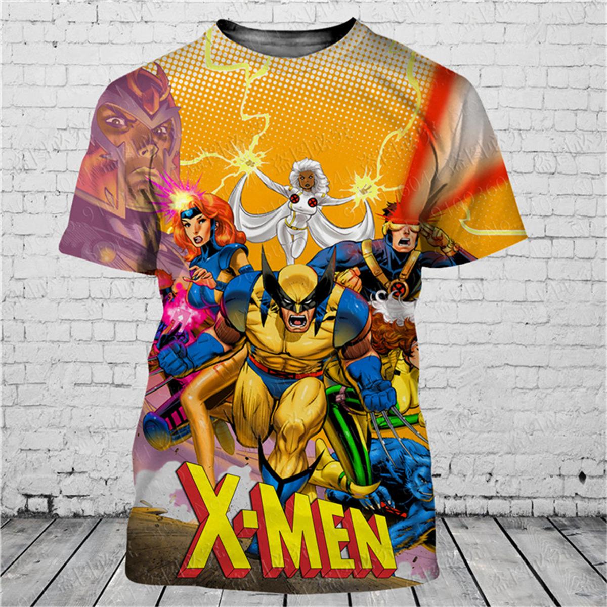 

Fashionable Men s Cartoon X-Men 3D Printed T-shirt Street Style Popular Short Sleeved Clothing Summer Casual Personalized Round Neck Tops XXXL