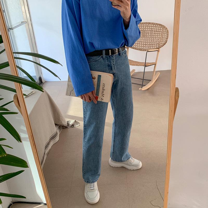 Autumn new loose jeans men's trend versatile casual straight Hong Kong style tube pants wide-leg pants men