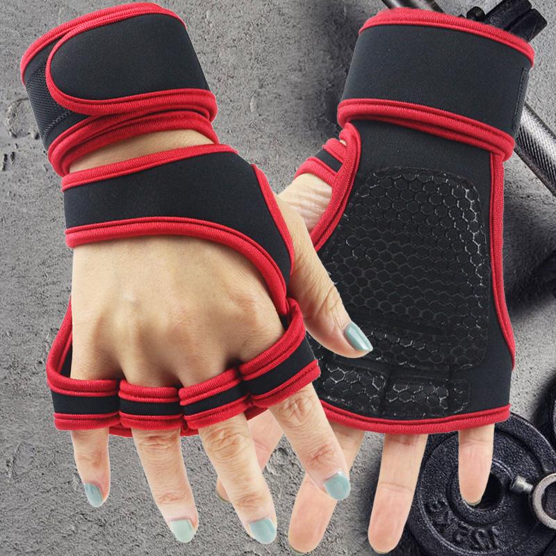 Unisex Half-Finger Fitness Gloves with Grip Straps for Pull-up, Dumbbell, Deadlift & Barbell Support
