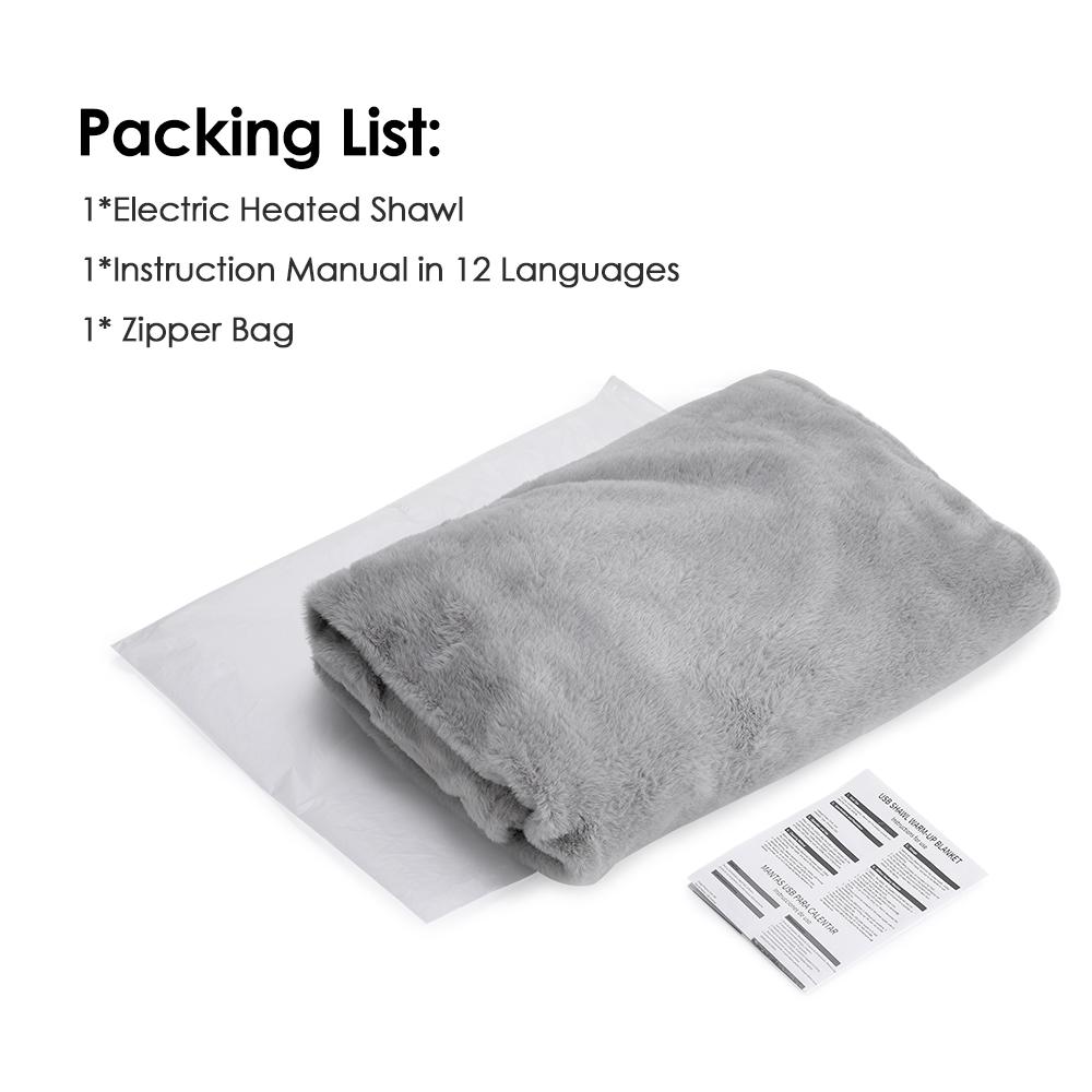 USB Heated Wearable Shawl Electric Blanket 3 Speed Temperature Heating Blanket Shawl For Winter Warm Wrap Brace Soft Velvet Cape