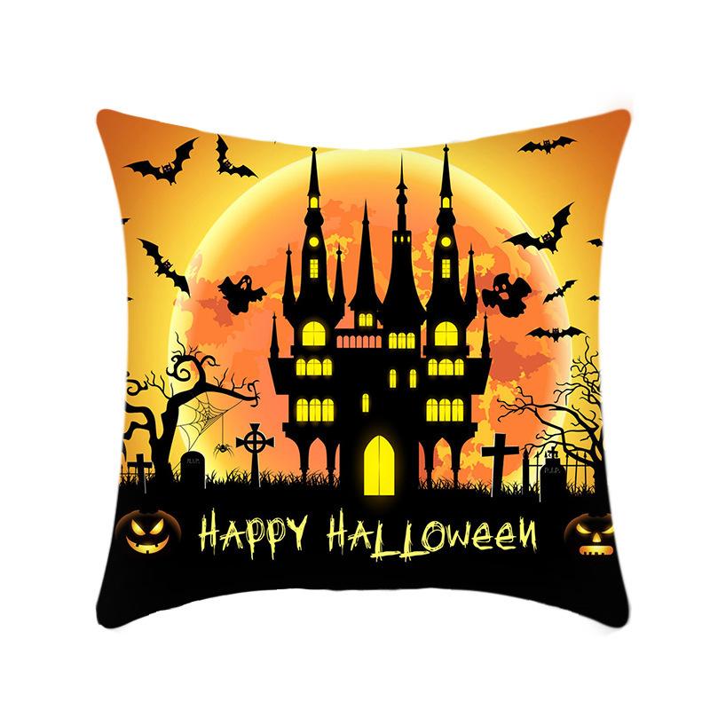 Halloween Throw Pillow Cover Linen Print Halloween Home Decor Cushion Cover Sofa Cushion Back Cushion
