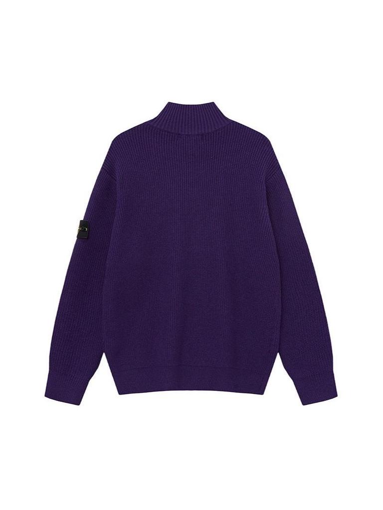 Europäischer Hoher Kragen Reißverschluss Unisex Strickpullover Cardigan