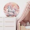 Watercolor Cartoon White Horse Flower Leaf Wall Sticker for Bedroom Living Room Entrance Background Decoration Self-Adhesive