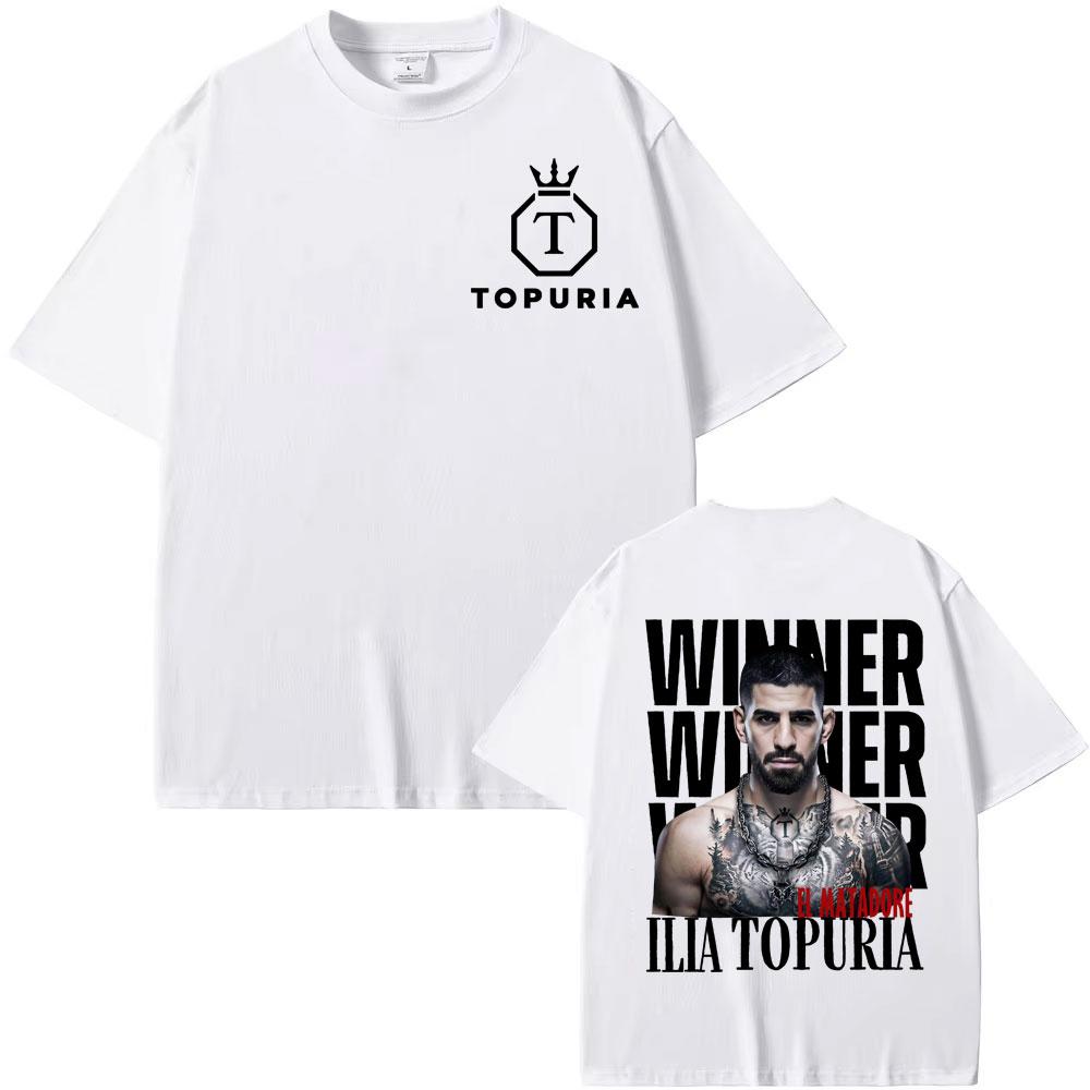 Vincitore El Matador Ilia Topuria Maglietta Vintage Uomo Donna Moda Hip Hop T-shirt di Tendenza Unisex Comfort Maglietta a Maniche Corte