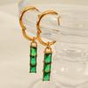 European and American Personalized Rectangular Green Zircon Earrings Design Titanium Steel Earrings 18K Stainless Steel Earrings Women