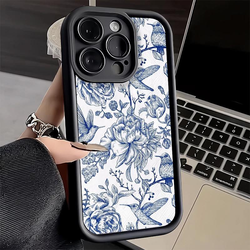 Phone Case for iPhone 17 Air 16E 15 16 Pro Max Blue And White Porcelain Pattern Cover 14 Plus 13 12 Mini Soft Shell Silicone Fun