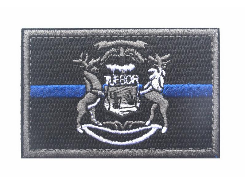US State Flags Embroidered Patches: Michigan, Missouri, Nevada, Massachusetts with Velcro