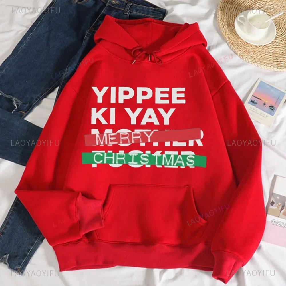 YIPPEE KI YAY Veselé Vánoce Parodie na Smrtonosnou past Černá mikina s kapucí Pohodlná Osobnost Unisex Pánské Sportovní oblečení