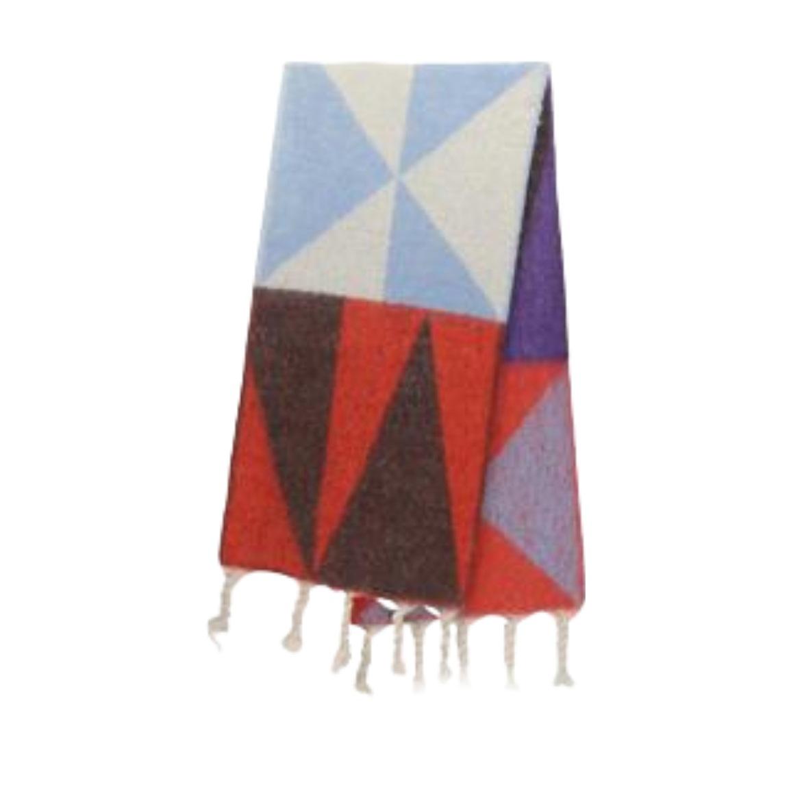 

Scarf winter thickened warm geometric triangular color matching wind scarf imitation cashmere braid tassel lengthened 190cm*40cm300g