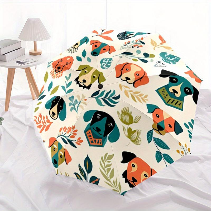 1pc Dogs Floral Automatic Open/Close Umbrella with One Touch Button,, Windproof Design   Lightweight Portable Umbrella for Women & Men6053