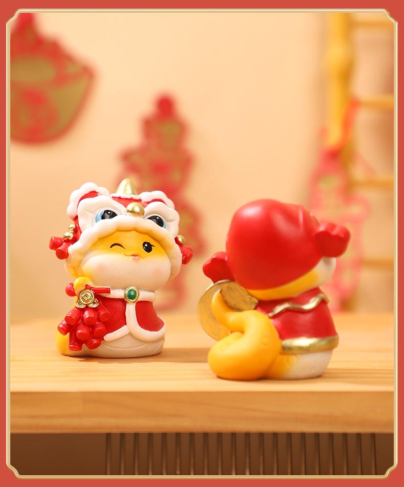 Guochao Zodiac Snake Figurine: Year of the Snake Desktop Ornament, Spring Festival Creative Gift