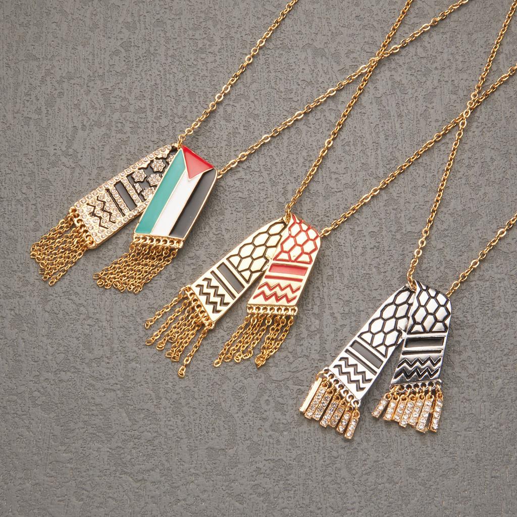 Palestine Scarf Pendant Chain Necklace For Women Palestine Series Products Zircon Accessories