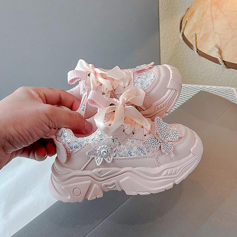 Dámské sportovní boty Jaro a podzim Motýlek Dětské táty boty pro střední a velké děti Prodyšné ležérní boty pro miminka