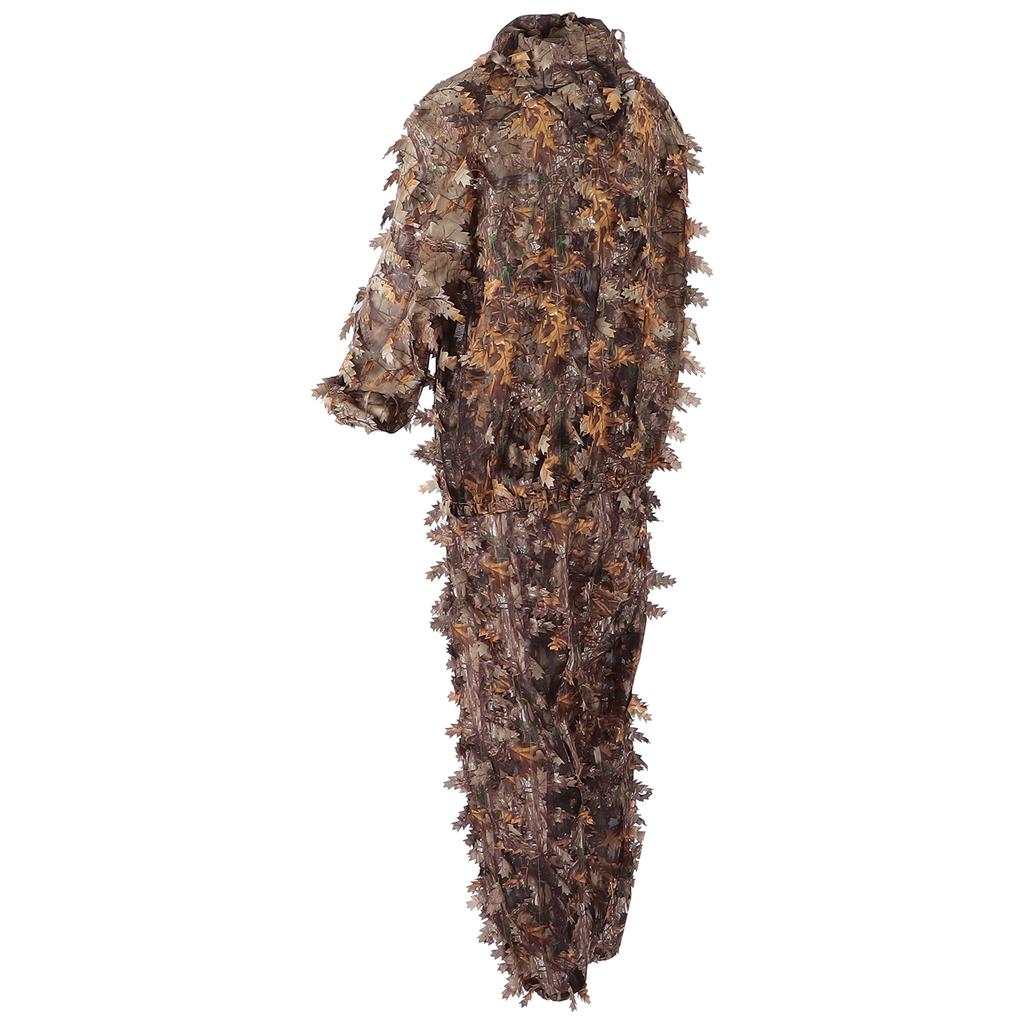 Brun Vild Kamouflage Ghillie Dräkt 3D Löv Jackor och Byxor Set Kläder för Jakt