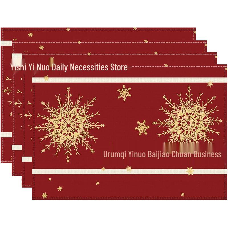 2024 Christmas Linen Table Mats - Washable, Stain-Resistant, Heat-Resistant with Snowflake & Santa Designs