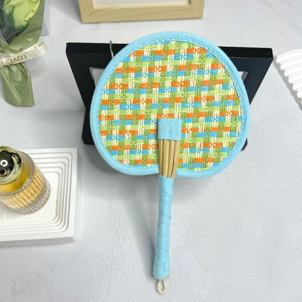 Colourful Weaving Fan Hand-cranked Craft Fan Portable Handheld Fan  Home Decor