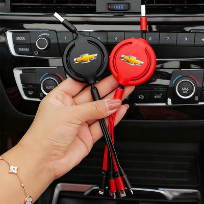 Car USB Quick Charger Data Cable Micro Type-C Lightning 3 In 1 For Chevrolet Spark Captiva Cruze Malibu Equinox Trax Camaro