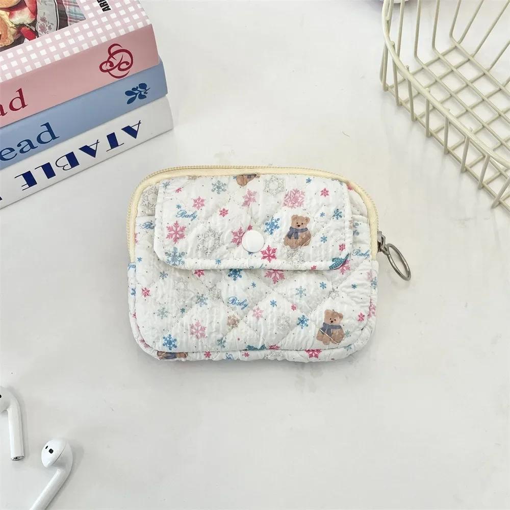Cartoon Printing Mini Canvas Coin Purse Multifuctional Small Lipstick Bag Jewelry Packing Bag Card Holder