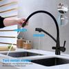 Kitchen 3-in-1 Pure Water Faucet Stainless Steel Silicone Faucet Bathroom Hot & Cold Swivel Pure Water Kitchen Sink Faucet