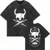 Cotton Vintage Washed Hollow Knight Silksong Sherma T Shirt Fashion Men Women Anime Oversize Loose Acid Wash Tees Shirts