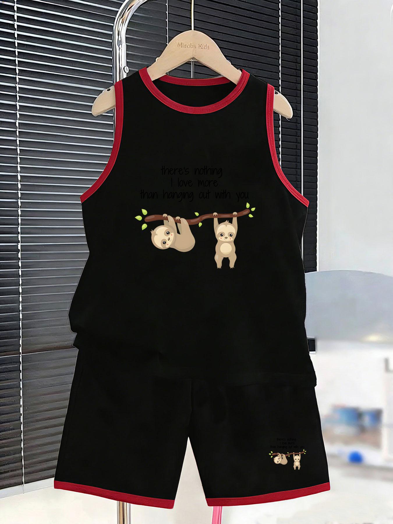 

Boys’ hanging sloth set. Adorable prints, breathable fabric, loose fit for family wear. 7Y чорний