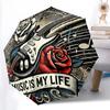 1pc Music Theme pattern Umbrella Portable Folding Umbrella Iron Frame Hole Bone Structure Outdoor Home Umbrella